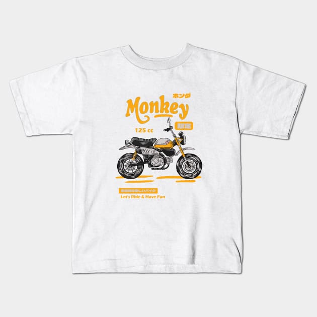 Honda Monkey - Yellow Kids T-Shirt by Hilmay